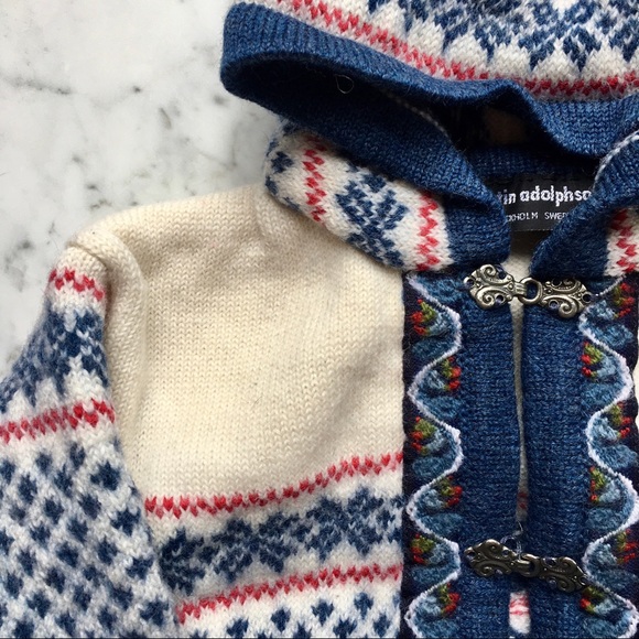 SOLD :: Vintage Nordic Swedish Hooded Wool Cardigan - Picture 2 of 7